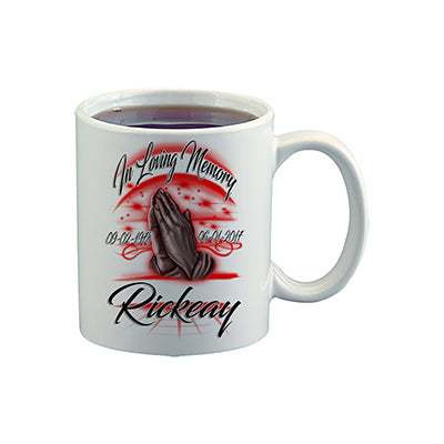 F064 Digitally Airbrush Painted Personalized Custom Praying Hands    Ceramic Coffee Mug