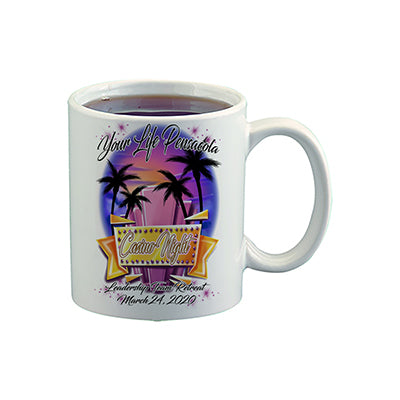 F068 Digitally Airbrush Painted Personalized Custom Casino Beach Scene    Ceramic Coffee Mug