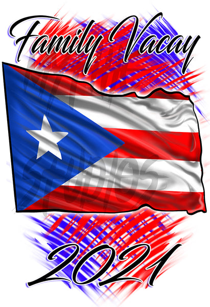 F071 Digitally Airbrush Painted Personalized Custom Puerto Rico Flag    Ceramic Coffee Mug