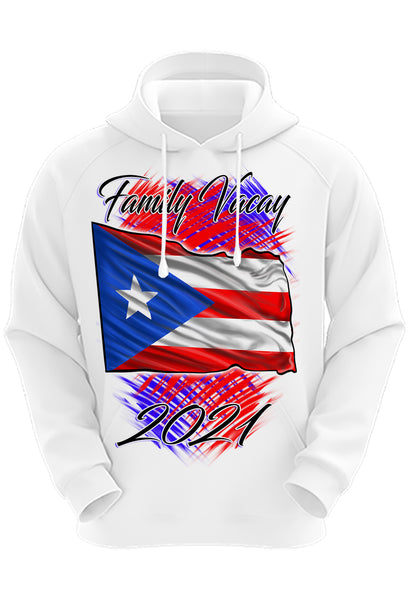 F071 Digitally Airbrush Painted Personalized Custom Puerto Rico Flag  Adult and Kids Hoodie Sweatshirt