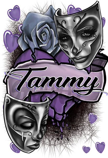 F072 Digitally Airbrush Painted Personalized Custom Drama faces    Auto License Plate Tag