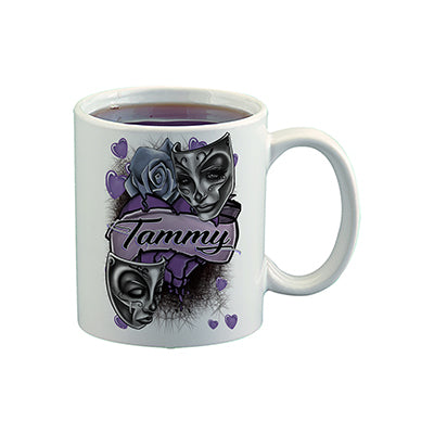 F072 Digitally Airbrush Painted Personalized Custom Drama faces    Ceramic Coffee Mug