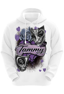 F072 Digitally Airbrush Painted Personalized Custom Drama faces  Adult and Kids Hoodie Sweatshirt