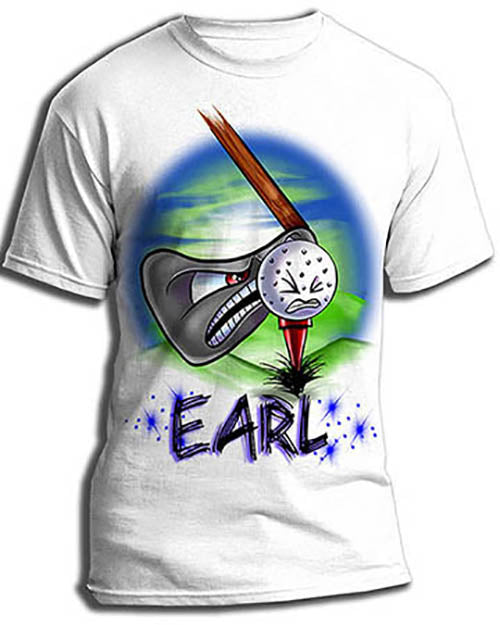 G016 Personalized Airbrush Golfing Tee Shirt