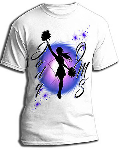 G026 Personalized Airbrush Cheer Tee Shirt