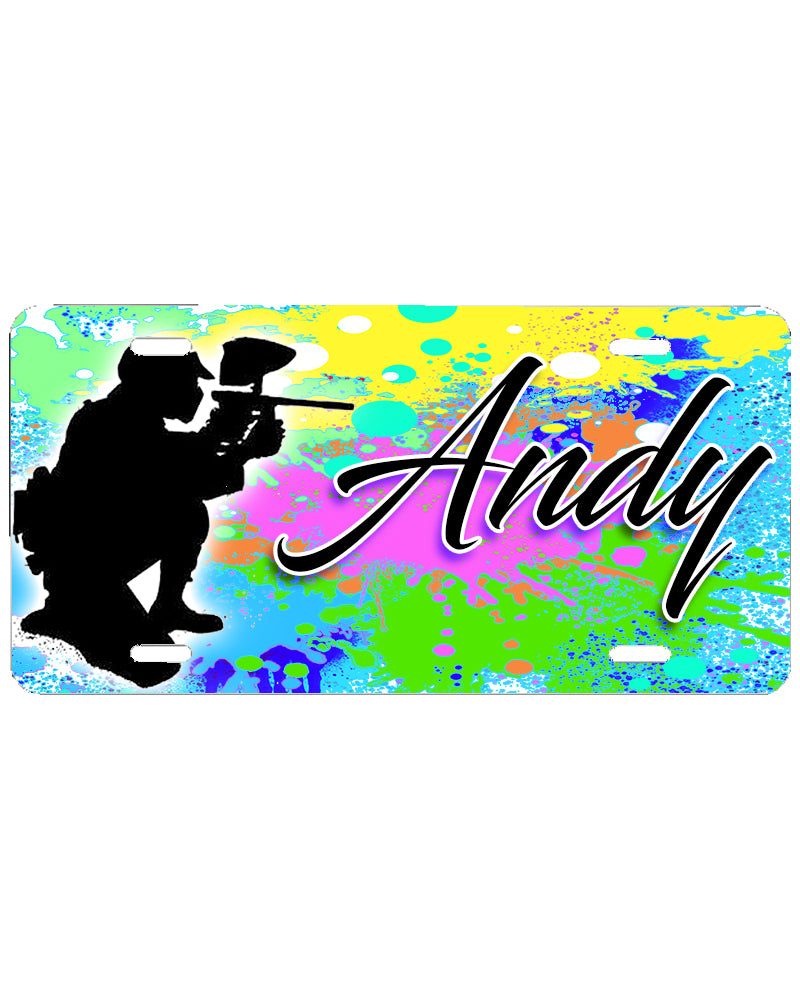 G043 Digitally Airbrush Painted Personalized Custom Paintball    Auto License Plate Tag