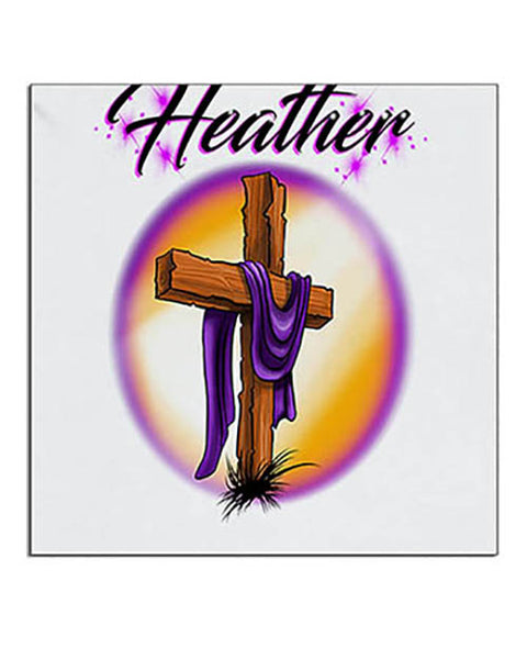 H003 Personalized Airbrushed Christian Cross Ceramic Coaster