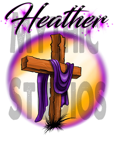 H003 Personalized Airbrushed Christian Cross Ceramic Coaster