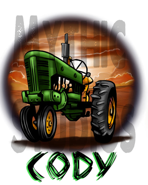 H009 Personalized Airbrushed Tractor Ceramic Coaster