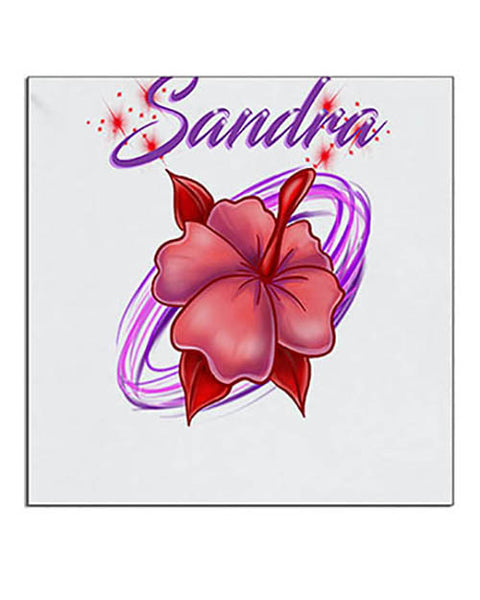 H019 Personalized Airbrushed Hibiscus Flower Ceramic Coaster