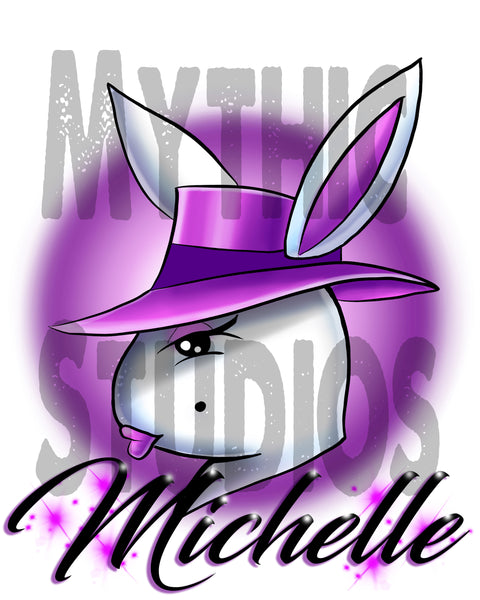 H016 Personalized Airbrushed Airbrush Girl Bunny Ceramic Coaster