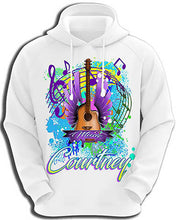 H047 Personalized Airbrushed Guitar Music Notes Hoodie Sweatshirt