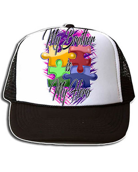 H051 Personalized Airbrushed Autism Logo Snapback Trucker Hat