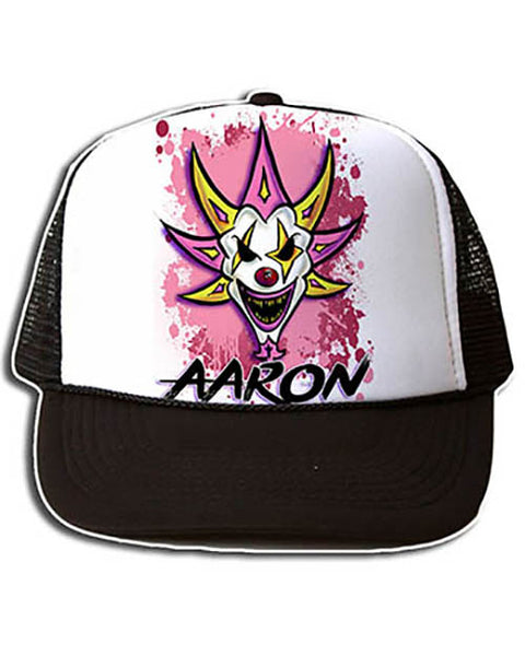 H052 Personalized Airbrushed Wicked Clown Snapback Trucker Hat