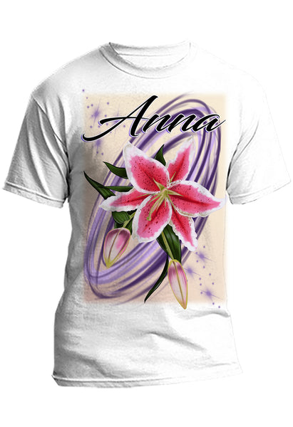 H055 Digitally Airbrush Painted Personalized Custom Flower  Adult and Kids T-Shirt