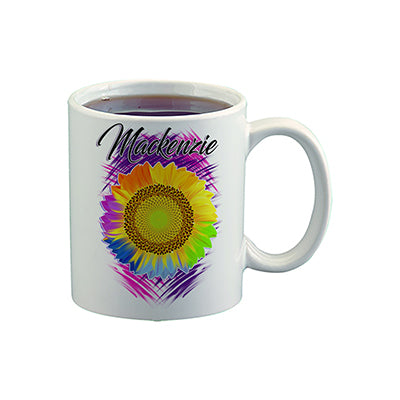 H057 Digitally Airbrush Painted Personalized Custom Sunflower    Ceramic Coffee Mug