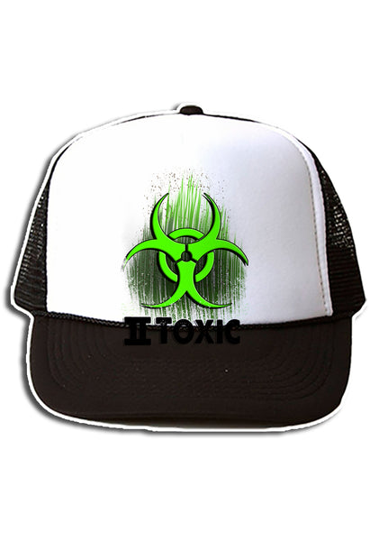 H059 Digitally Airbrush Painted Personalized Custom Toxic Logo    Snapback Trucker Hats