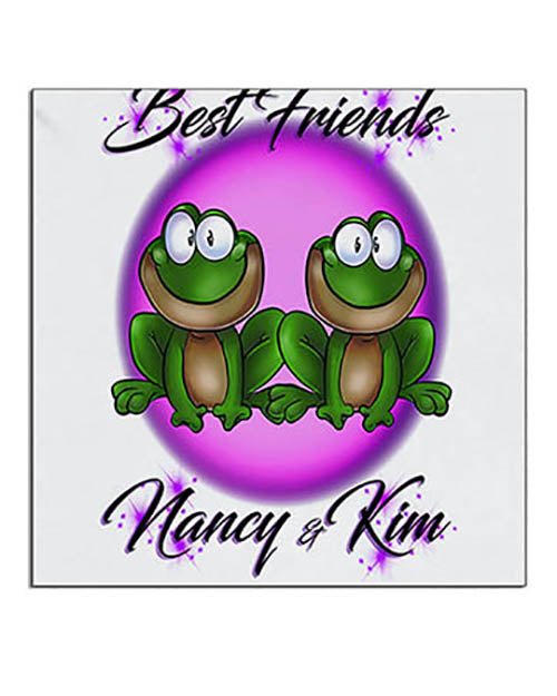 I022 Personalized Airbrush Best Friend Frogs Ceramic Coaster