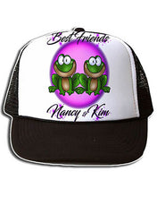 I022 Personalized Airbrush Best Friend Frogs Snapback Trucker Hat