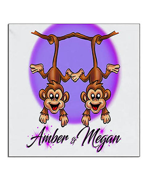 I023 Personalized Airbrush Best Friend Monkeys Ceramic Coaster