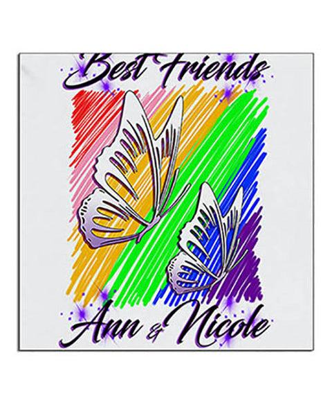 I024 Personalized Airbrush Best Friend Butterflies Ceramic Coaster