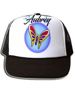 I026 Personalized Airbrush Butterfly Snapback Trucker Hat