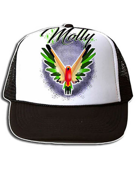 I029 Personalized Airbrush Bird Snapback Trucker Hat