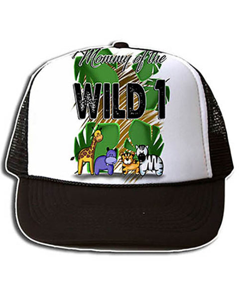 I031 Personalized Airbrush Safari Animals Snapback Trucker Hat