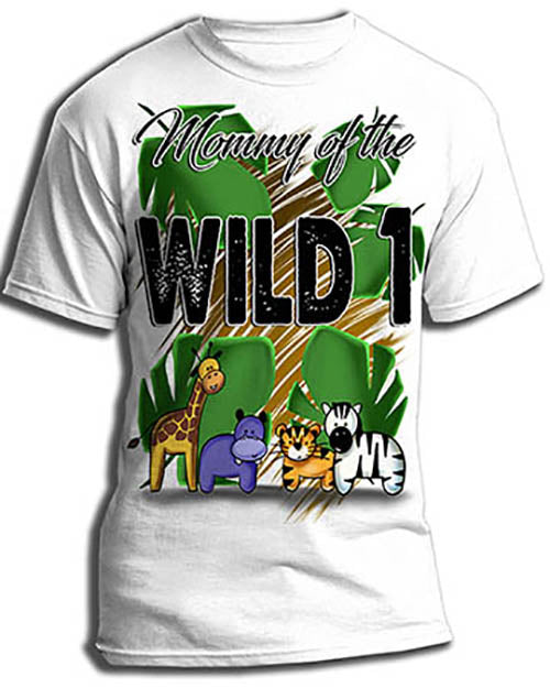 I031 Personalized Airbrush Safari Animals Kids and Adult Tee Shirt