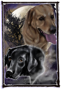 I034 Digitally Airbrush Painted Personalized Custom Labrador Dogs  Adult and Kids T-Shirt