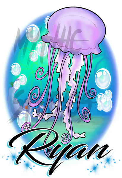 I038 Digitally Airbrush Painted Personalized Custom Jellyfish    Ceramic Coffee Mug