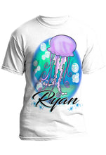 I038 Digitally Airbrush Painted Personalized Custom Jellyfish  Adult and Kids T-Shirt