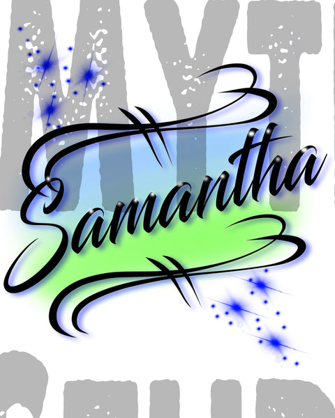 A015 Personalized Custom Airbrushed Name Writing Color Party Design Gift Shirt