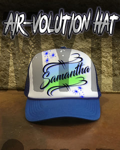 A015 Personalized Airbrush Name Design Snapback Trucker Hat