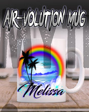 E012 Personalized Airbrush Rainbow Beach Landscape Ceramic Coffee Mug