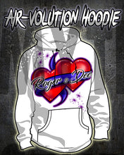 F001 Personalized Airbrushed Hearts and Ribbon Hoodie Sweatshirt