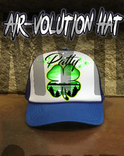 F009 Personalized Airbrushed 4 Leaf Clover Snapback Trucker Hat