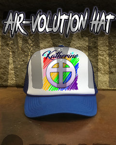 F028 Personalized Airbrushed Christian Cross Snapback Trucker Hat