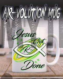 H008 Personalized Airbrushed Jesus Fish Ceramic Coffee Mug