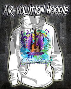 H047 Personalized Airbrushed Guitar Music Notes Hoodie Sweatshirt