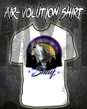 I011 Personalized Airbrush Howling Wolf Tee Shirt