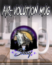 I011 Personalized Airbrush Howling Wolf Ceramic Coffee Mug