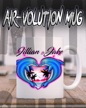 I018 Personalized Airbrush Dolphin Heart Ceramic Coffee Mug