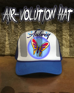 I026 Personalized Airbrush Butterfly Snapback Trucker Hat