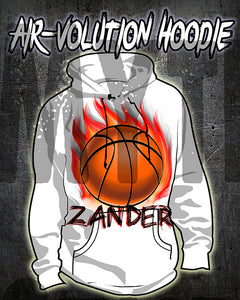 LG002 custom personalized airbrush Basketball Fire Hoodie Sweatshirt